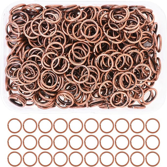 Mandala Crafts Assorted Antique Copper Color Jump Rings Jewelry Findings Metal O Rings for Jewelry Making Supplies - 400 10mm Small Open Jump Rings Kit for Necklace Earring