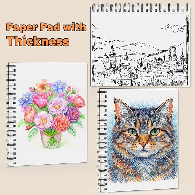 Joibabe 5.5" x 8.5" Sketch Book ，2 Pack 80-Sheets (68lb/100gsm)，Double-Sided Hardbound Sketchbook, Spiral Bound,Acid Free Paper Painting Drawing Writing Sketching Pad for Kids Adult Teens Girls Boys