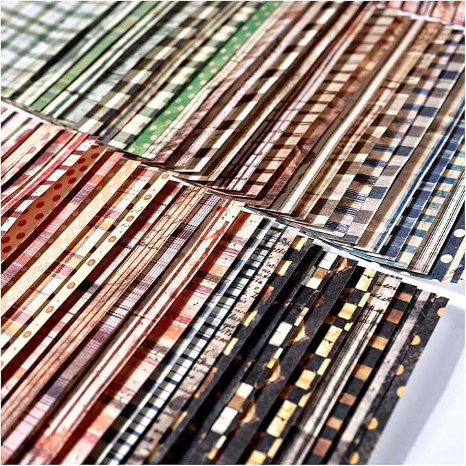 180 Sheets Vintage Stripe Pattern Scrapbook Paper, 3.9x5.5 Inch, 6 Assorted Set Background Decorative Paper Ephemera for Junk Journaling Supplies, Scrapbooking, Collage