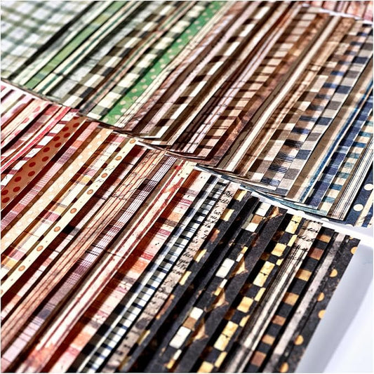 180 Sheets Vintage Stripe Pattern Scrapbook Paper, 3.9x5.5 Inch, 6 Assorted Set Background Decorative Paper Ephemera for Junk Journaling Supplies, Scrapbooking, Collage