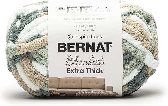 Bernat Blanket Extra Thick Slate Yarn - 1 Pack of 21.12oz/598.74g - 100% Polyester - #7 Jumbo - 72 Yards - Chunky Yarn for Hand Knitting, Crocheting, Crafts & Amigurumi