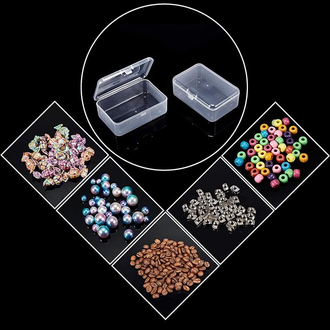 SATINIOR 12 Pack Clear Plastic Beads Storage Containers Box with Hinged Lid for Beads and More (3.54 x 2.36 x 1.26 Inch)
