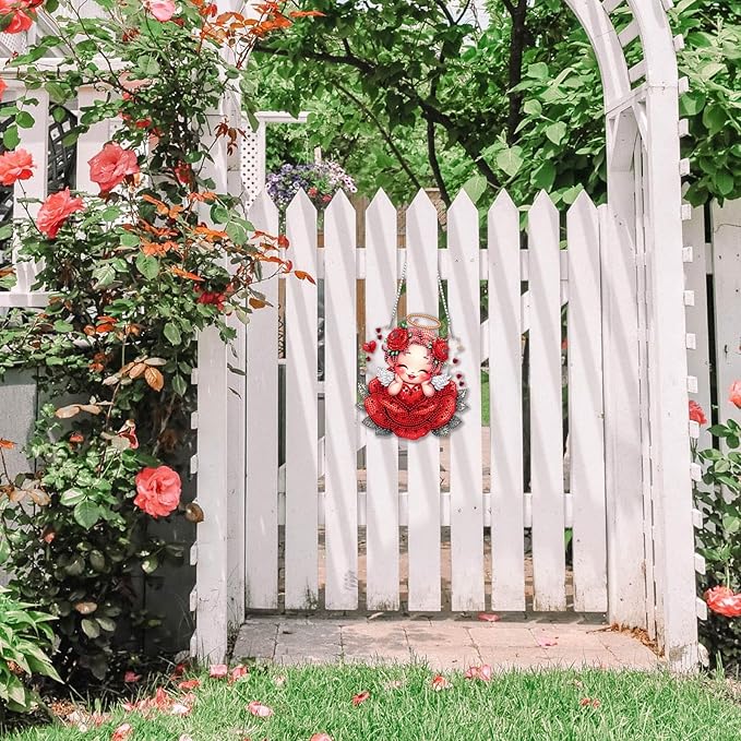 DOMROM Fairy Diamond Art Hanging Kits for Adults Beginners, Special Shaped Crystal Diamond Painting Fairy Pendant, DIY Diamond Art Suncatchers for Home Garden Wall Decor Gift