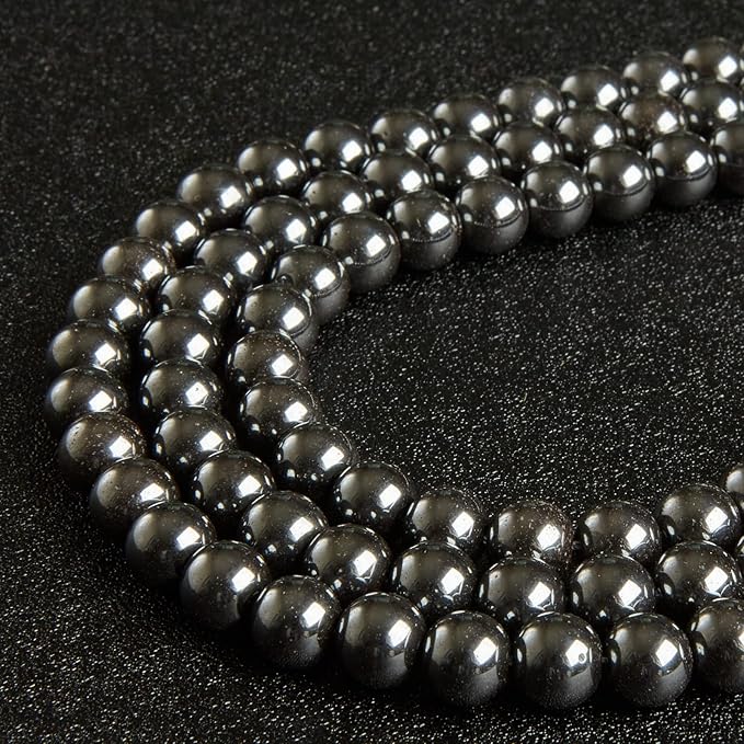100pcs 8mm black hematite beads natural gemstone beads round loose beads for jewelry making