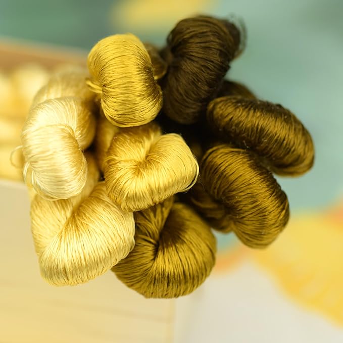 Natural 100% Silk Thread, Handmade Embroidery Thread Silk Floss 8 Colors 110m Each (21)