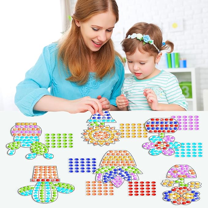 Qyeahkj 6 Pcs Spring Arts Crafts DIY Flower Potted Gem Diamond Suncatcher Craft Plant Diamond Painting Gifts Exchange Home Activity Game Party Decor
