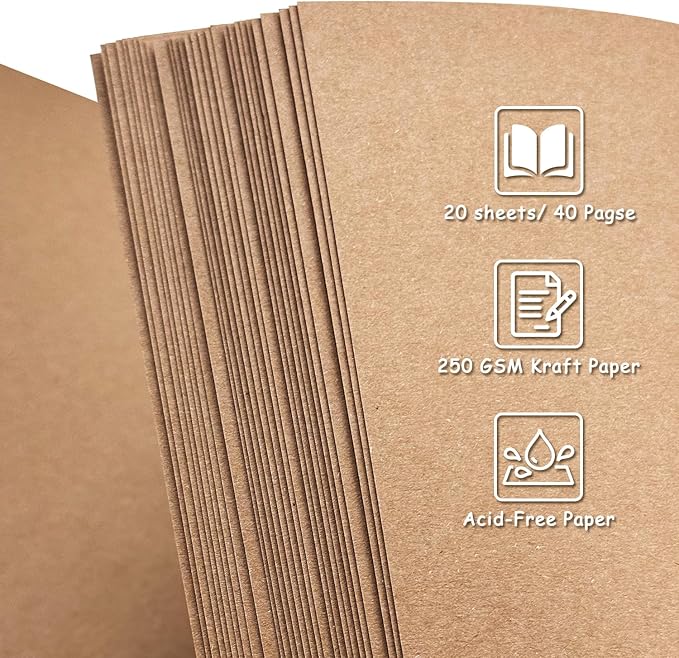 Scrapbook Album 8x8 Inch - Hardcover Kraft Paper Photo Album with 40 Pages, Memory Book for Wedding, Anniversary, Family, Christmas, Baby Shower, Ideal for Preserving Precious Moments