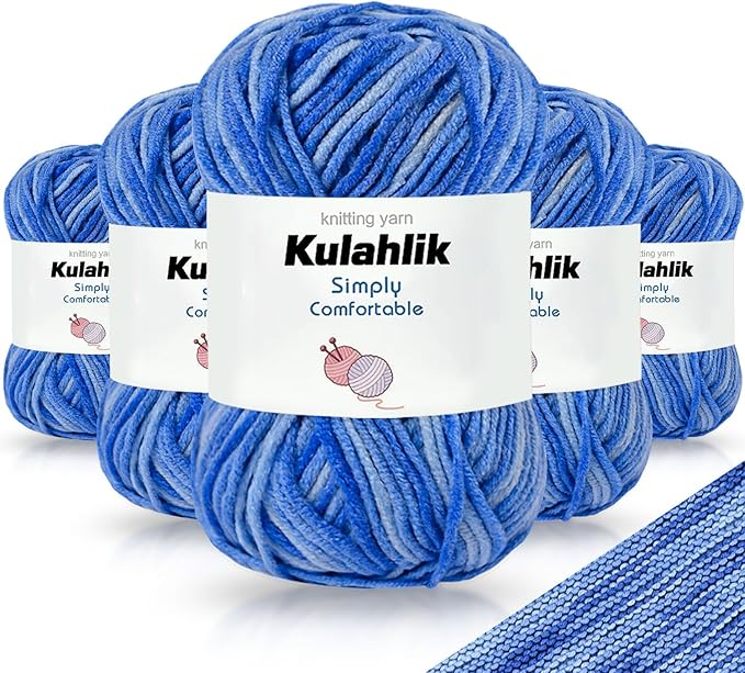 250g(5x50g) Acrylic Yarn for Crochet/Knitting, Colorful Gradient Yarn Thread, 5 Rolls Skeins, Perfect for Any Knitting Crochet and Crafts Mini Project