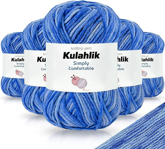 250g(5x50g) Acrylic Yarn for Crochet/Knitting, Colorful Gradient Yarn Thread, 5 Rolls Skeins, Perfect for Any Knitting Crochet and Crafts Mini Project