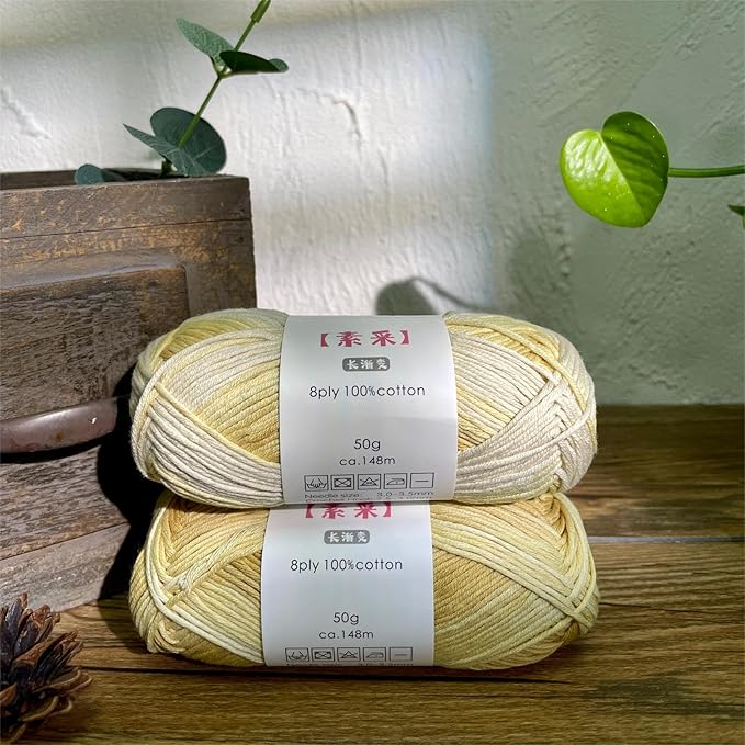 Fine Knitted and Crocheted Cotton Yarn, 100% Long Staple Cotton Yarn Multicolour Gradient Yarn, Infant Sports, 2 Packages 100 g/3.52 oz (50 g/162 yds per Strand) - sc02