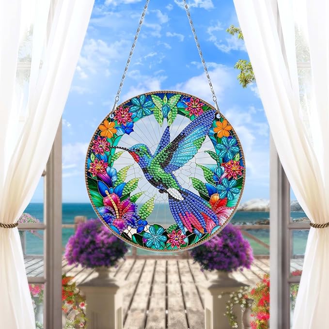 MaiYiYi 3 PCS Diamond Painting Ornaments Colorful Bird Special Crystal Gem Craft Painting Set Bird Diamond Art Ornaments for Adult Home Wall Window Art Decor (12.99X7.67 inch)