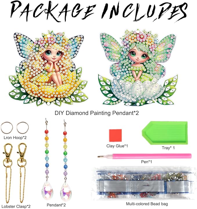 TDFERAN Diamond Pinting During Fairy Diamant Art Hanging Sign Onament Plant Pendants Wind Chimes Wall Hanging in Living Room Dorridor Diamond Art Hanging Sign Onamen Sunshine Catcher