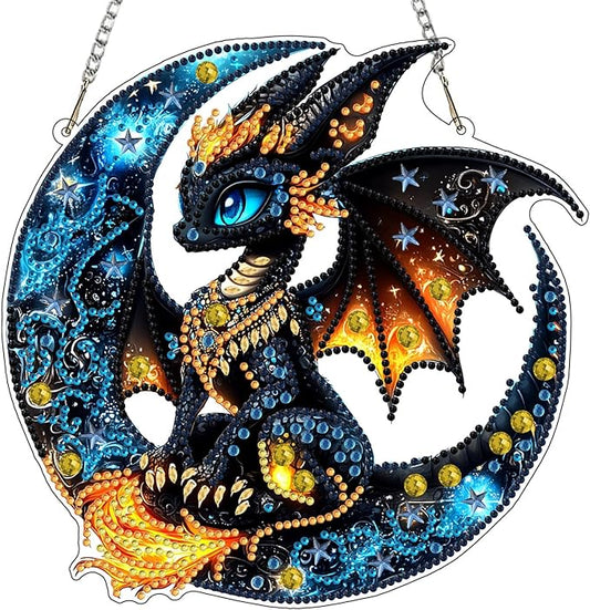 MXJSUA Dragon Special Shaped Hanging Diamond Painting Art Kits for Adults, Crystal Rhinestone Acrylic Gem Art Pendant Ornaments Kit for Home Decor and Gift 7.87 * 7.87 Inch
