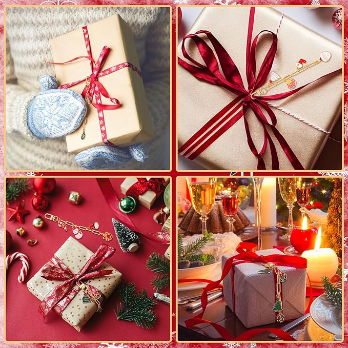 Tondiamo 266 Pieces Christmas DIY Gold Keychain Making Kit Bat Christmas Tree Santa Charm Jewelry Making Snowflakes Stocking Ornaments Bulk for Key Ring Art Adults Women Bag Gift