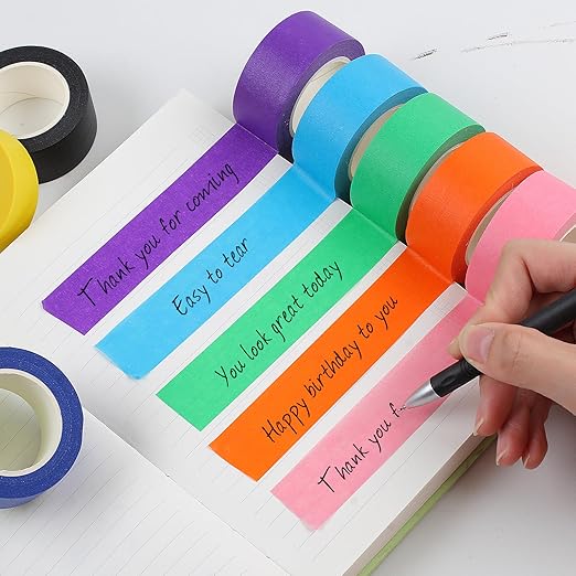 Guirnd 12PCS Colored Masking Tape, Kids Art Supplies Colored Tape, DIY Craft Tape, Colored Tape Rolls, Colored Painters Tape 2.5cm x 12m (1In x 13Yards)
