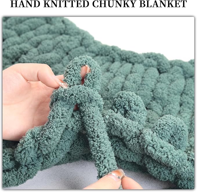 SUNTQ 8 Pack Chunky Chenille Yarn for Crocheting, Bulky Thick Fluffy Yarn for Hand Knitting Blanket, Soft Plush Knitting Yarn for Cushions, Pet Bed,Home Decor, Sage Green(32 yds,8.8 oz Each Skein)