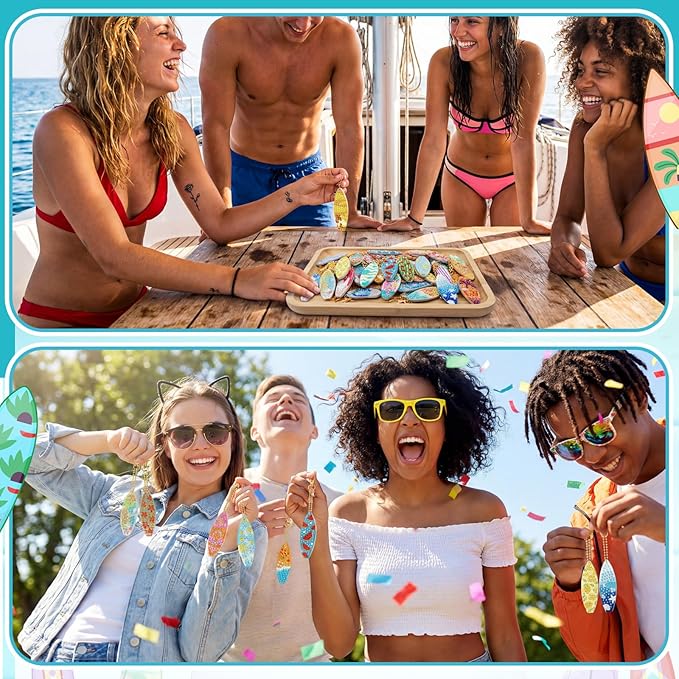 Huquary 30 Pcs Summer Diamond Art Keychains Surfboard Diamond Painting Keychain Kits for Aldults Double Sided 5d Rhinestones Beach Hawaiian Luau Party Hanging Ornaments for Beginners DIY Crafts