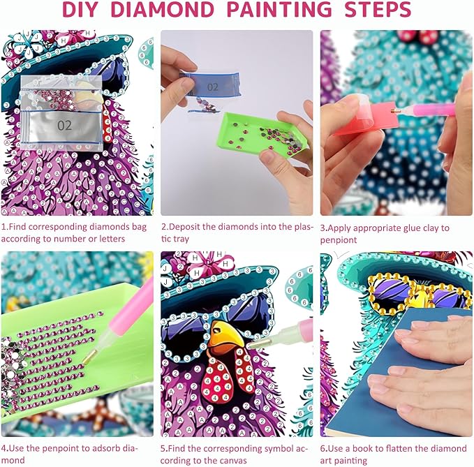 SENQAO Chicken Diamond Art Hanging Kits for Adults Kids, Acrylic Diamonds Painting Pendant Board Kit Chicken, Diamond Art Painting Window Pendants Home Garden Wall Hanging Kits Hanging Ornament