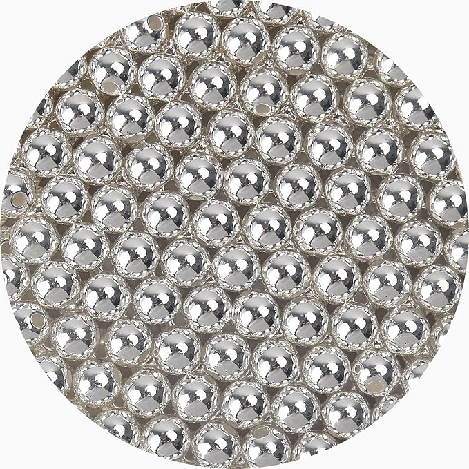 bonny boxx quality glossy abs imitation pearl beads with hole 6/8/10mm round plastic acrylic spacer bead for diy craft jewelry making supplies (silver, 8mm, 500pcs)