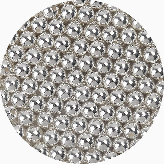 bonny boxx quality glossy abs imitation pearl beads with hole 6/8/10mm round plastic acrylic spacer bead for diy craft jewelry making supplies (silver, 8mm, 500pcs)