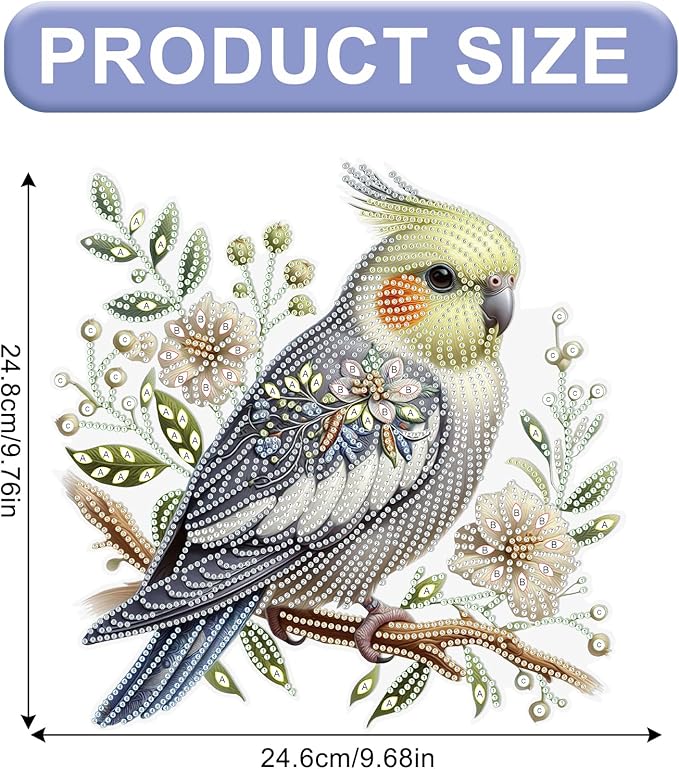 AiYuanzsh Diamond Art Suncatcher Hanging Kit Parrot with Flowers, Special Shaped Diamond Painting Ornament for Adults, Colorful DIY Window & Wall Decoration, Crystal Diamond Art Kit