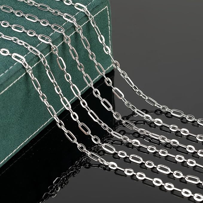 UMAOKANG 5 Meters Stainless Steel Chains Bulk Paperclip Chain for Necklace Bracelet DIY Jewelry Chain with Jump Rings and Lobster Clasps