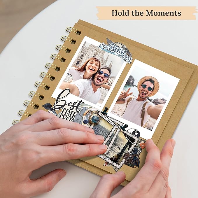 Polaroid Scrapbook Photo Album, 6.3"x6.3" DIY Scrapbook Album Hardcover Kraft Paper with 20 Sheets 40 Pages, Stylish Memory Book for Wedding, Anniervsary, Family, Travel, Khaki