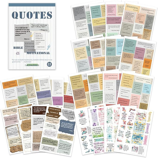 Bible Study Supplies Kit - 24 Sheets Christian Vintage Stickers: Scripture, Quote & Bible Verse Stickers |Inspirational Typewriter Decor | Scrapbooking, Journaling Supplies for Bible Journal