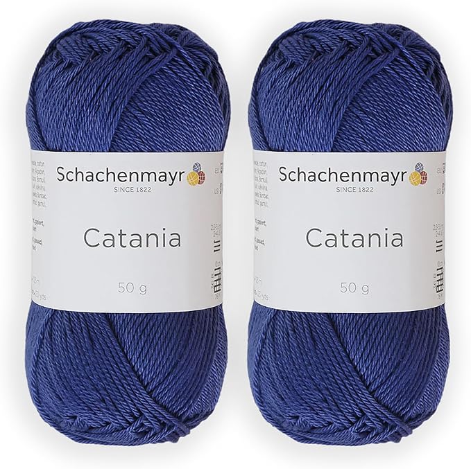 2 Skein/Pack Schachenmayr (SMC) Catania Originals Yarn, Each Ball 1.76 Oz (50gr) / 136 Yards (125 m), 100% Mercerized Cotton for Knitting and Crochet Yarn, Sport Weight, 420 - Monaco
