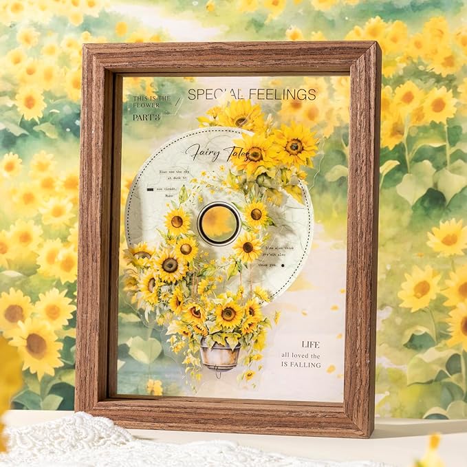 TIAMECH Journey to The Light PET Stickers - 180 Pcs Sunshine Sunflower Landscape Design, Waterproof Sticker for Journaling & Scrapbooking, Junk Journal Supplies, Ephemera & DIY Crafts