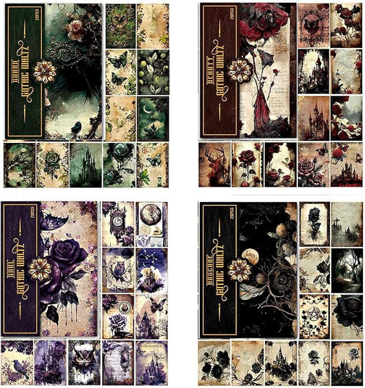 80 Sheets Gothic Scrapbook Paper for Scrapbook Kit, Vintage Ephemera for Junk Journals, Magic Decoupage Paper for Journaling Supplies , Dark Academia Wall Decor Room for Home Decorations