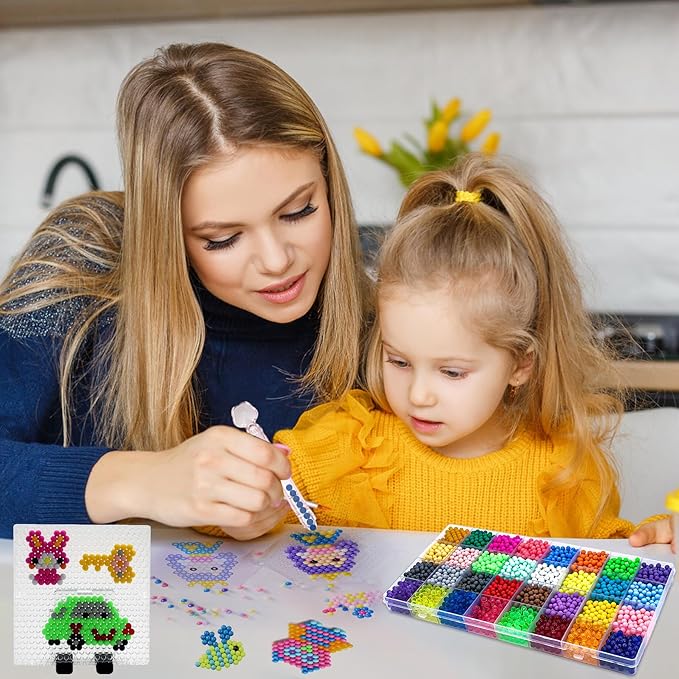 fuse beads kit for girls ages 6+ – 4400 pcs 5mm beads in 32 colors with spray bottle, puzzle guide, clamps & chains | creative diy arts & crafts gift