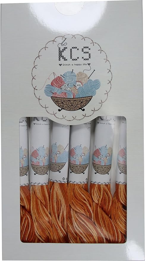 KCS Big skeins of 25 Meters Size 25 Color Variegated Cross Stitch Stranded Threads,6 skeins,4124