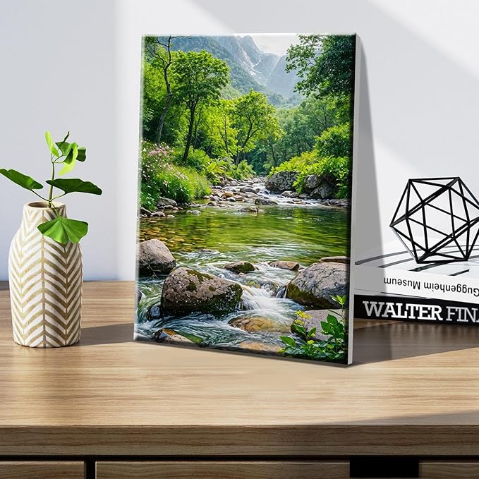 JOOZ Landscape Paint by Number Kit for Adults Beginner with Easel Mountain Adult Paint by Number Kits on Canvas with Frame Forest DIY Oil Painting Kits for Gift Home Wall Decor 7.87x11.81 Inch