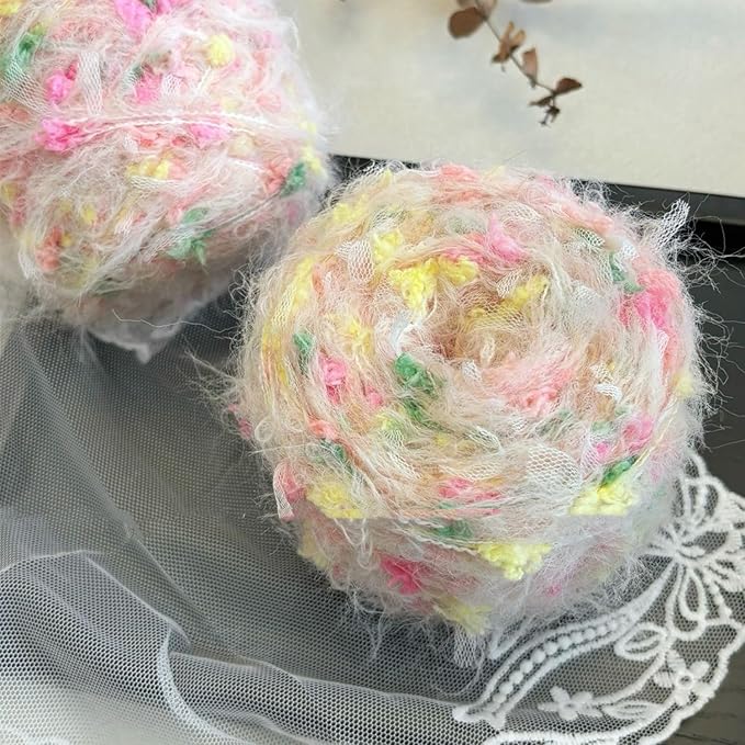 Hand Spun Art Yarn 2 Pack of 50g/Skein Fancy Yarn Multifiber Multicolored with Hand Blended Handmade for Jewelry Making Junk Magazines Knitting Crafts Textile Decorative Tassels Card Making