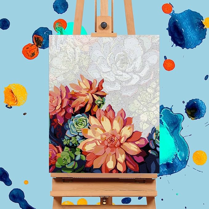 Offito Paint by Numbers Kit for Adults - Succulents Acrylic Adult Paint by Number Kits on Canvas for Beginner, Plants DIY Oil Painting by Numbers for Adults Kit, Perfect for Home Decor Gift 16"x20"