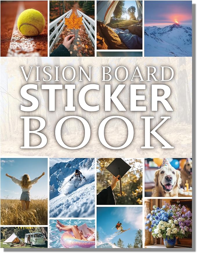 Sawnfay Vision Board Book - 2026 Vision Board Sticker Book, with Motivational Images & Quotes, Vision Board Kit & Supplies for Women