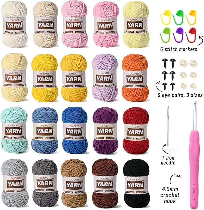 20 Pack 70.5oz/2624yds Bulky Multicolor Yarn Set, Plush Chenille Blanket Yarn for Crocheting, Fluffy Velvet Yarns for Crochet, Fuzzy Baby Yarns for Crocheting Soft, Crochet Amigurumi B