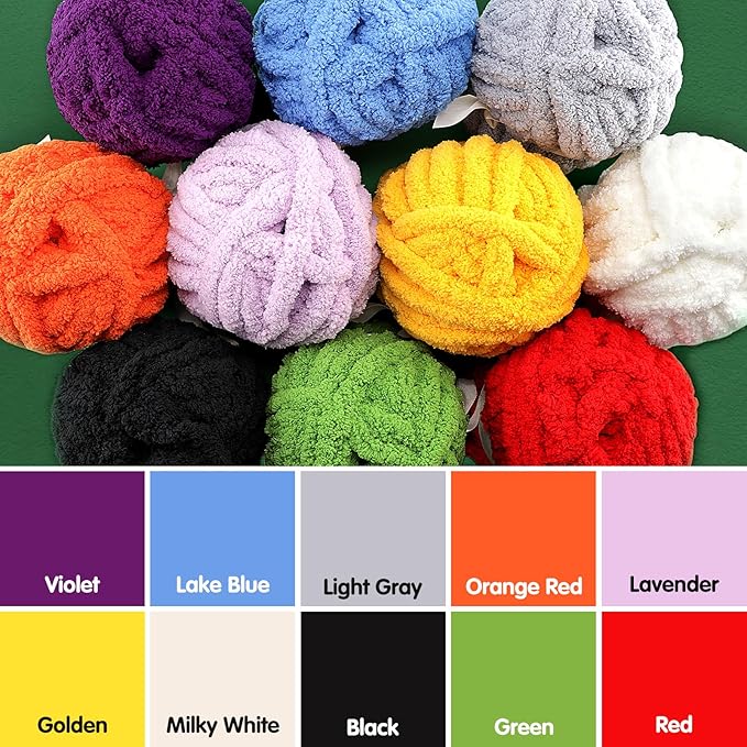 4 Pack Chunky Yarn for Hand Knitting - Chunky Chenille Blanket Yarn for Crocheting - Jumbo Fluffy Yarn for Crochet - Super Bulky Yarn 25 yds 7.7 oz Each Skein (Milky White)