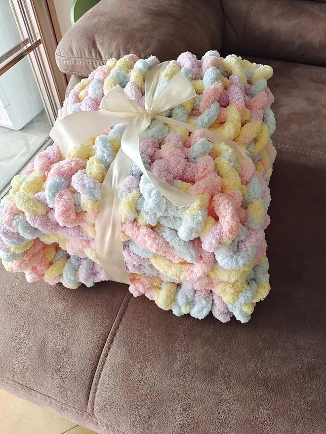 DDL&HEXI 2 Park Super Chenille Chunky Yarn,Blanket Making Kit,Jumbo Knitting Yarn 2x8oz 226g per Bag (204)