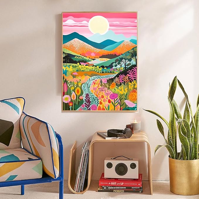 EIBEILI Square Drill Diamond Art Kits for Adults, Mountain Flower Diamond Painting Kits for Beginner DIY 5D Full Drill Diamond Dots Crafts for Home Wall Decor Gifts 12x16 Inch