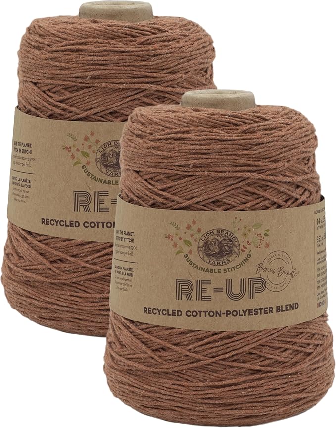 Lion Brand Yarn Re-Up Bonus Bundle Cotton Blend Yarn for Knitting and Crochet, Rust, 2 Pack