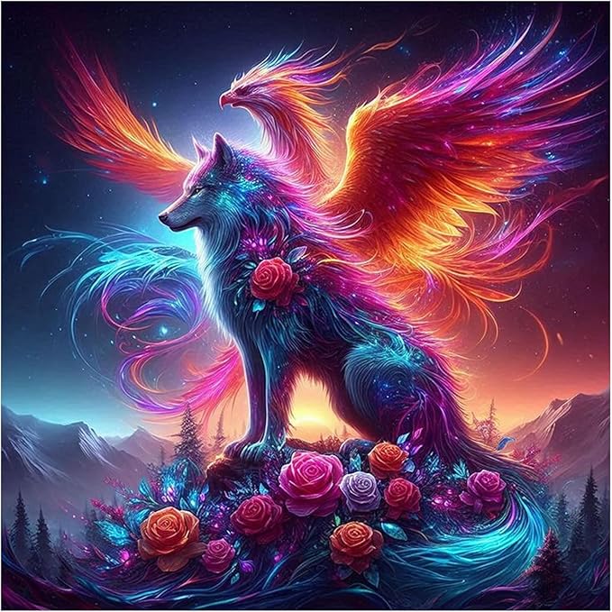 wolf rose stamped cross stitch kits for beginner, diy needlepoint counted cross stitch embroidery kits for adults 11ct dimensions counted cross stitch animals patterns arts craft kits
