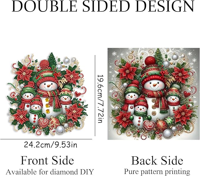 NEGEKFKX Snowman Diamond Art Hanging Pendant Kits,Christmas Special Shape Diamond Art Kits for Adults,Double Sided Hanging Acrylic Ornament Kit,Pendants Home Garden Wall Hanging Kits Hanging Ornament