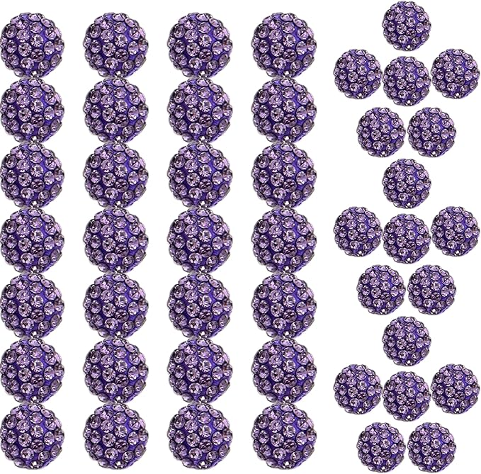 10mm Grade A Rhinestone Beads for Baseball Necklace-Round Disco Ball Beads Rhinestone Clay Bead for Earring Jewelry Making,Necklace Bracelet,DIY Craft Supplies(100 pcs Orchid)