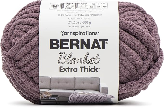Bernat Blanket Extra Thick Lunar Purple Yarn - 1 Pack of 21.12oz/598.74g - 100% Polyester - #7 Jumbo - 72 Yards - Chunky Yarn for Hand Knitting, Crocheting, Crafts & Amigurumi