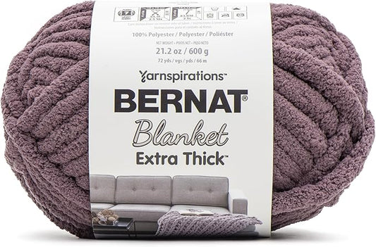 Bernat Blanket Extra Thick Lunar Purple Yarn - 1 Pack of 21.12oz/598.74g - 100% Polyester - #7 Jumbo - 72 Yards - Chunky Yarn for Hand Knitting, Crocheting, Crafts & Amigurumi