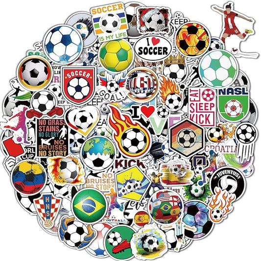 pcnearty 100 pcs sport stickers for kids, soccer water bottle stickers, vinyl waterproof laptop sticker for water bottle, bulk sticker packs for boys kids classroom prizes for elementary students