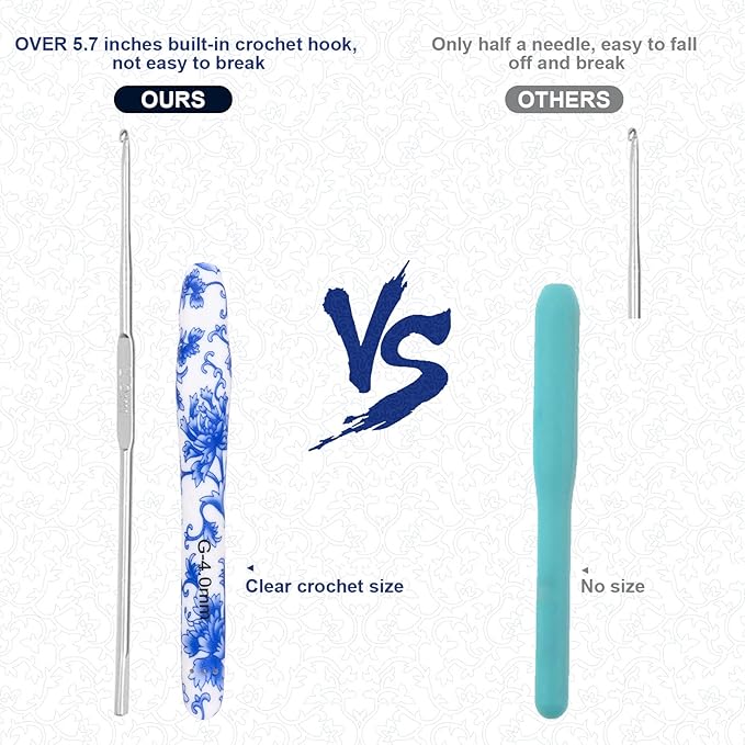 BCMRUN 4 mm(G) Crochet Hook, Ergonomic Handle for Arthritic Hands, Soft Rubber Grip Extra Long  Knitting Needles for Beginners and Knitting Crocheting Yarn (4.0mm-G)