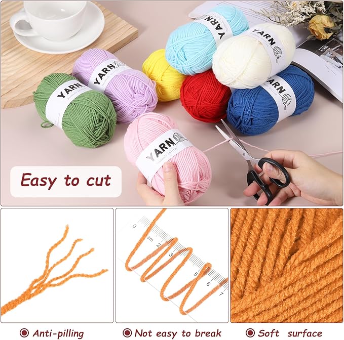 3Pcs Orange Acrylic Yarn 400 Yard 4 Ply Soft Crochet Yarns Sport Weight Yarn,[for DIY Crocheting Knitting Craft Blankets Hats]-150g